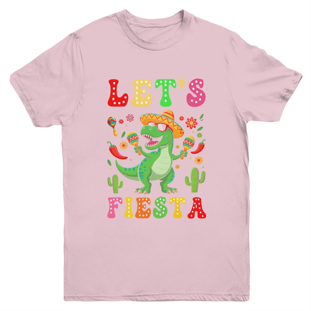 Let's Fiesta Mexican Dinosaur Cinco De Mayo Boys Kids Youth Shirt | siriusteestore