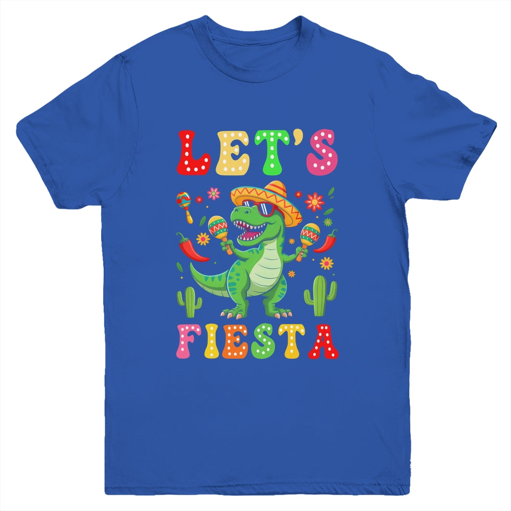Let's Fiesta Mexican Dinosaur Cinco De Mayo Boys Kids Youth Shirt | siriusteestore