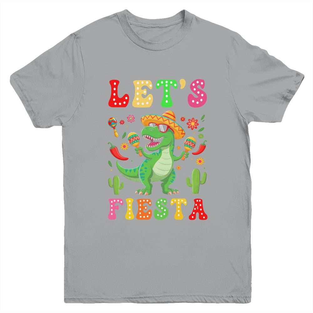 Let's Fiesta Mexican Dinosaur Cinco De Mayo Boys Kids Youth Shirt | siriusteestore