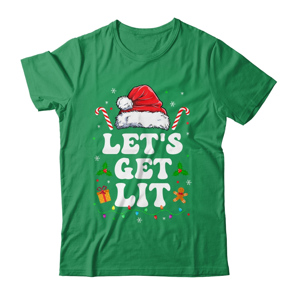 Let's Get Lit Drinking Santa Hat Christmas Lights Funny Shirt & Sweatshirt | siriusteestore