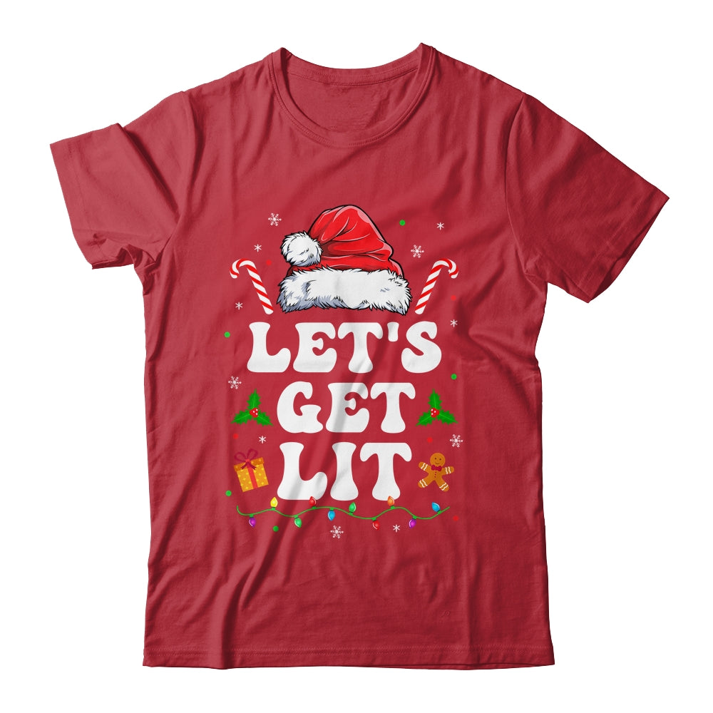 Let's Get Lit Drinking Santa Hat Christmas Lights Funny Shirt & Sweatshirt | siriusteestore