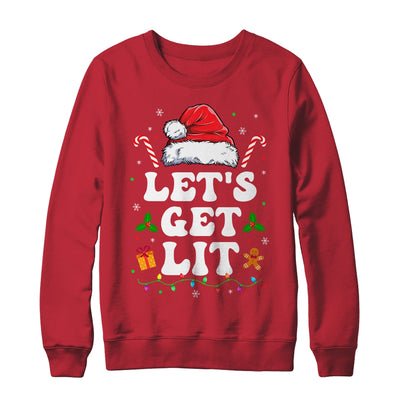 Let's Get Lit Drinking Santa Hat Christmas Lights Funny Shirt & Sweatshirt | siriusteestore