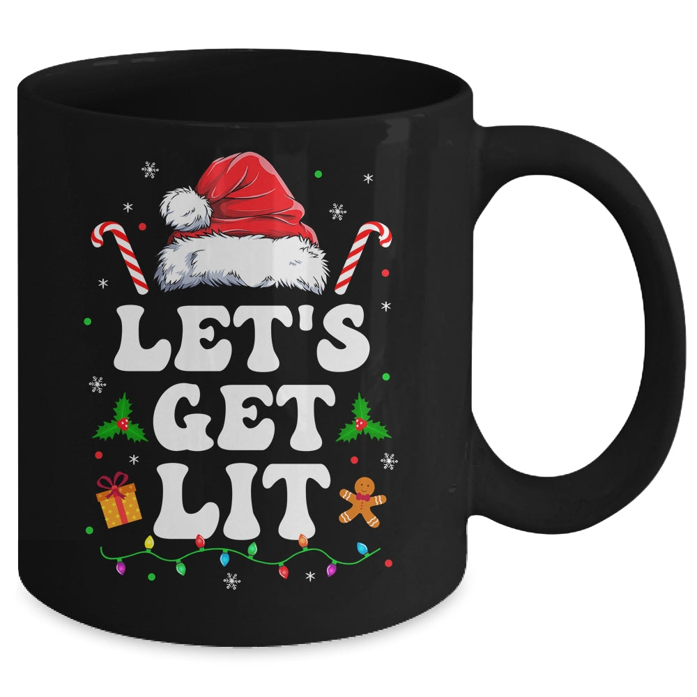 Let's Get Lit Drinking Santa Hat Christmas Lights Funny Mug | siriusteestore
