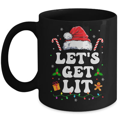 Let's Get Lit Drinking Santa Hat Christmas Lights Funny Mug | siriusteestore