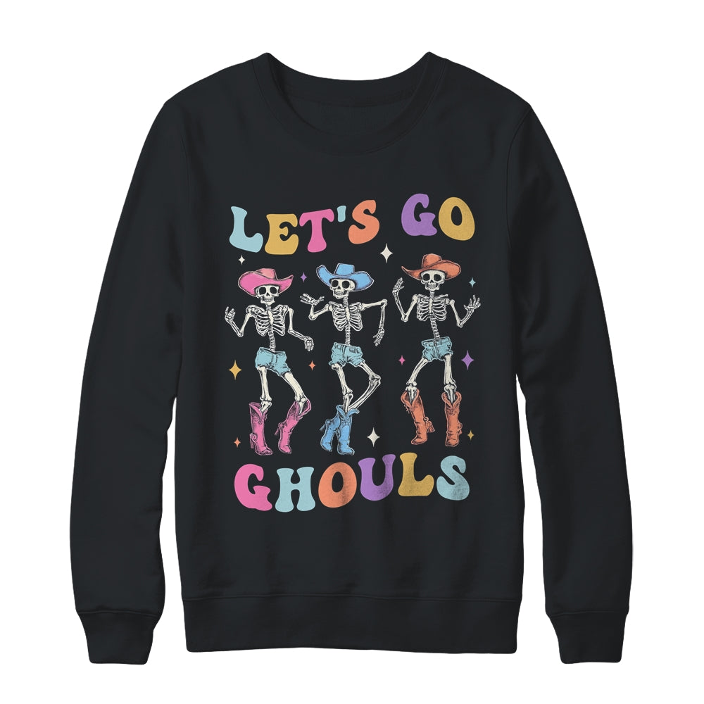 Let's Go Ghouls Women Halloween Dancing Skeleton Ghost Shirt & Sweatshirt | siriusteestore