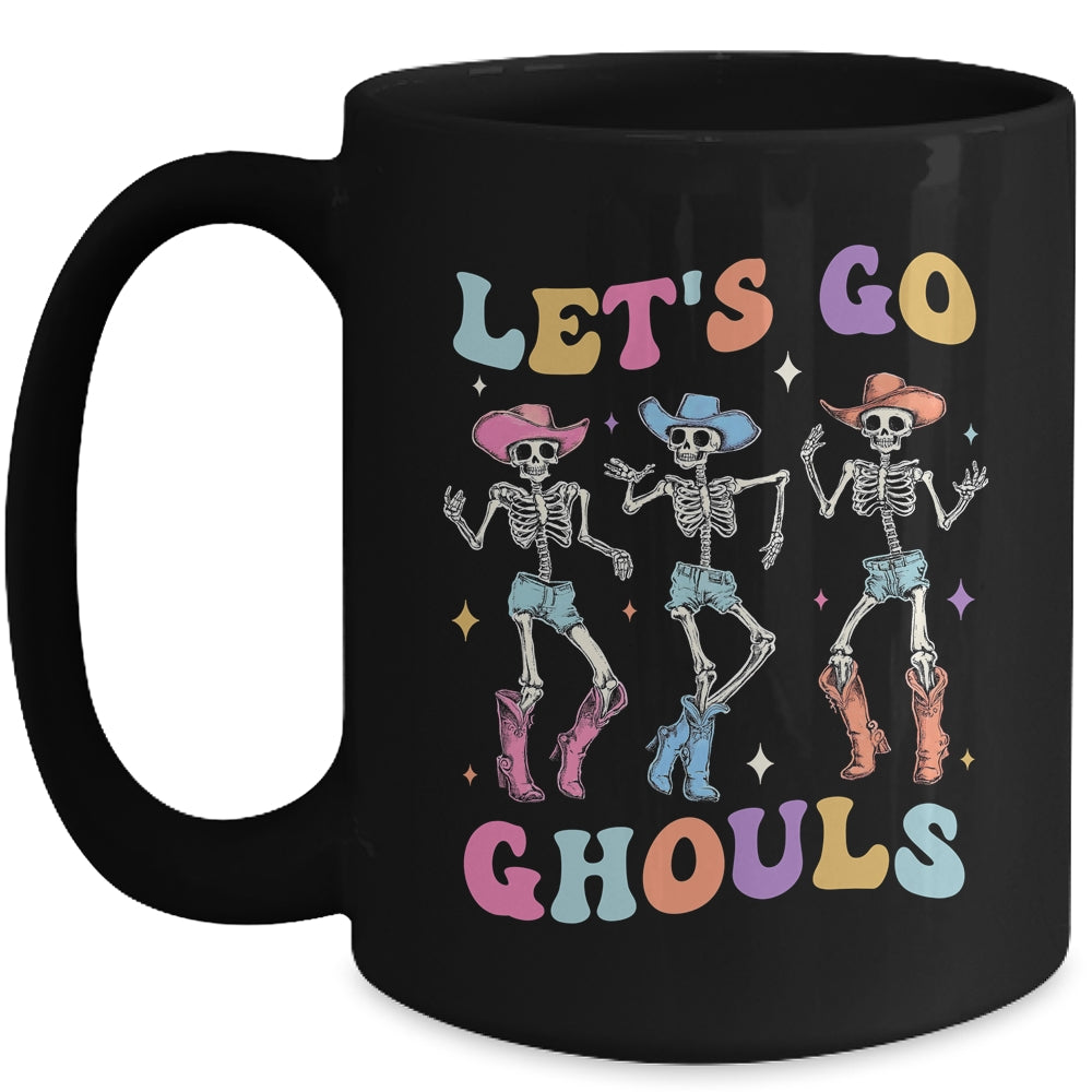 Let's Go Ghouls Women Halloween Dancing Skeleton Ghost Mug | siriusteestore