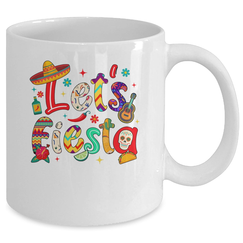 Lets Fiesta Cinco De Mayo Mexican Party Floral Sugar Skull Mug | siriusteestore
