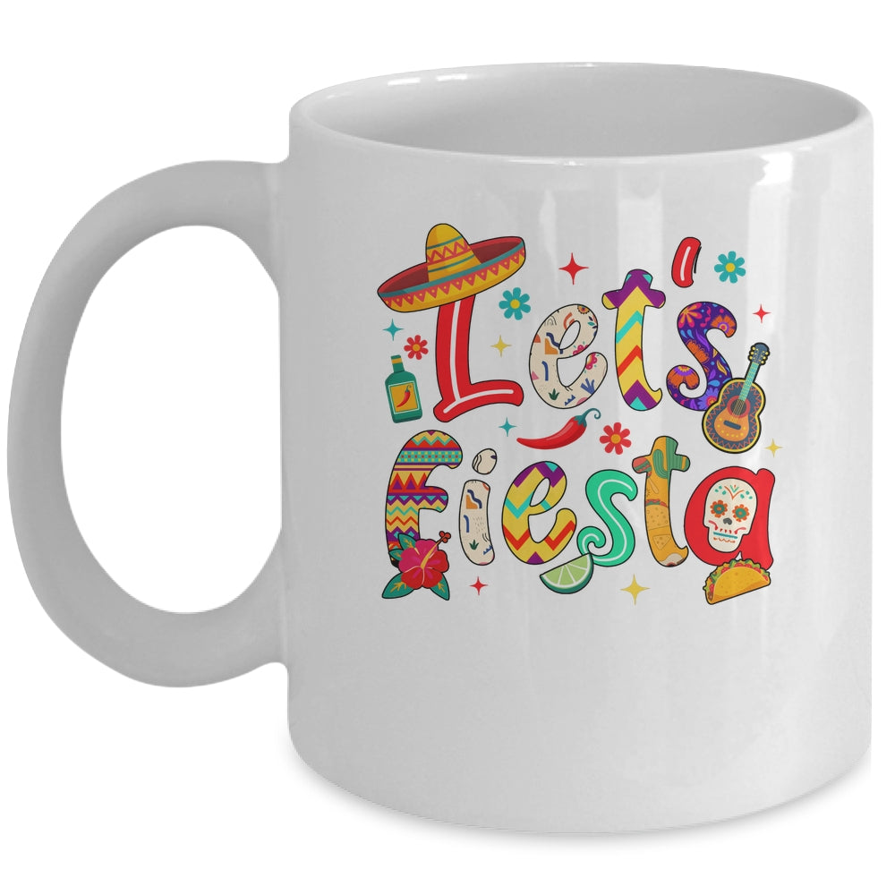 Lets Fiesta Cinco De Mayo Mexican Party Floral Sugar Skull Mug | siriusteestore