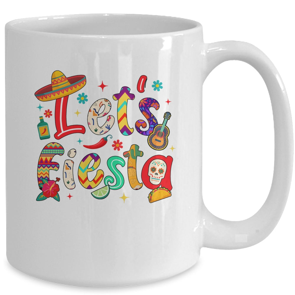Lets Fiesta Cinco De Mayo Mexican Party Floral Sugar Skull Mug | siriusteestore