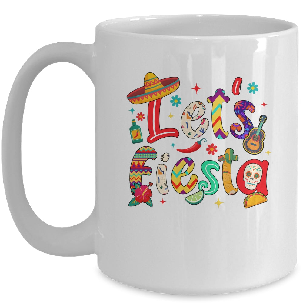 Lets Fiesta Cinco De Mayo Mexican Party Floral Sugar Skull Mug | siriusteestore