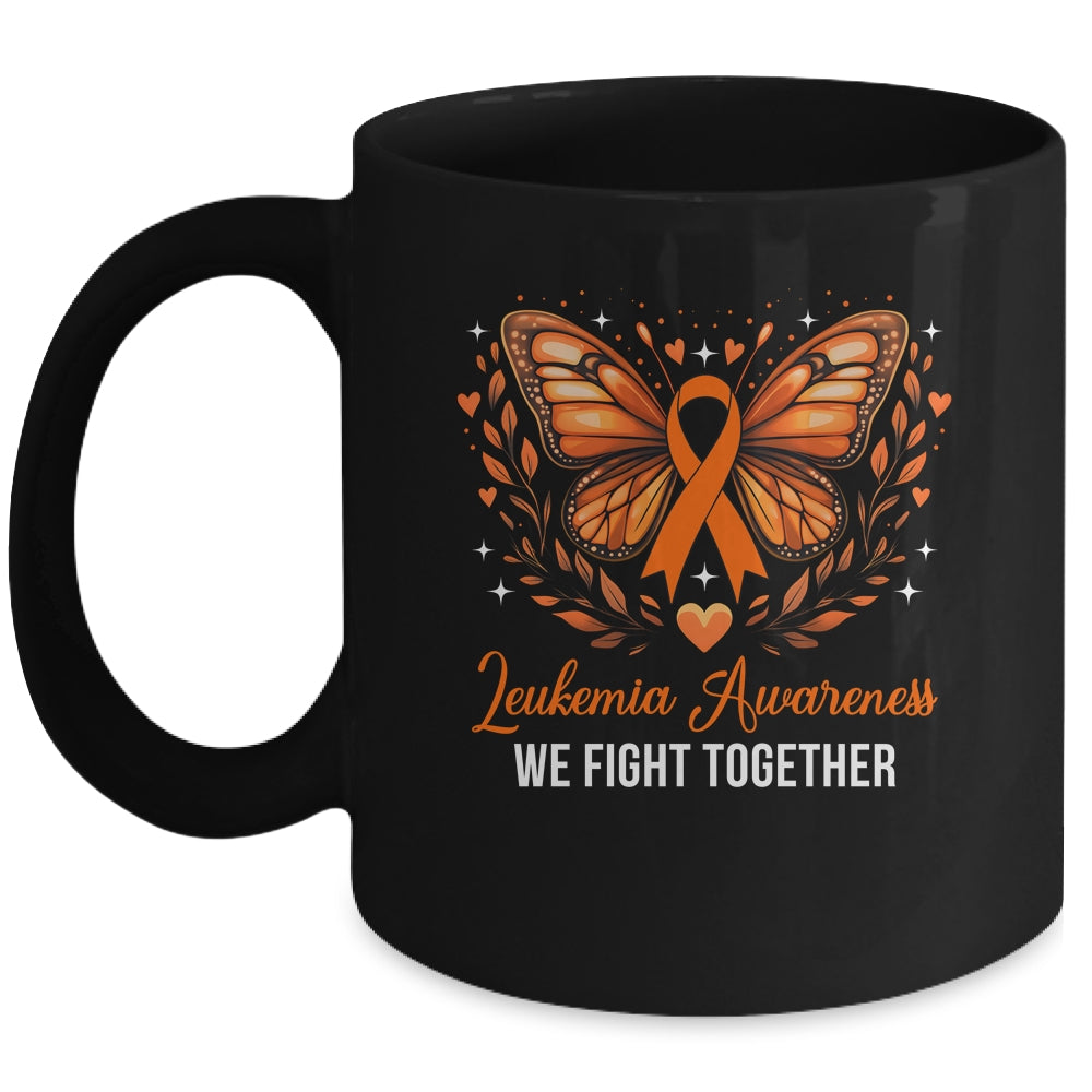 Leukemia Awareness We Fight Together Butterfly Orange Ribbon Mug | siriusteestore