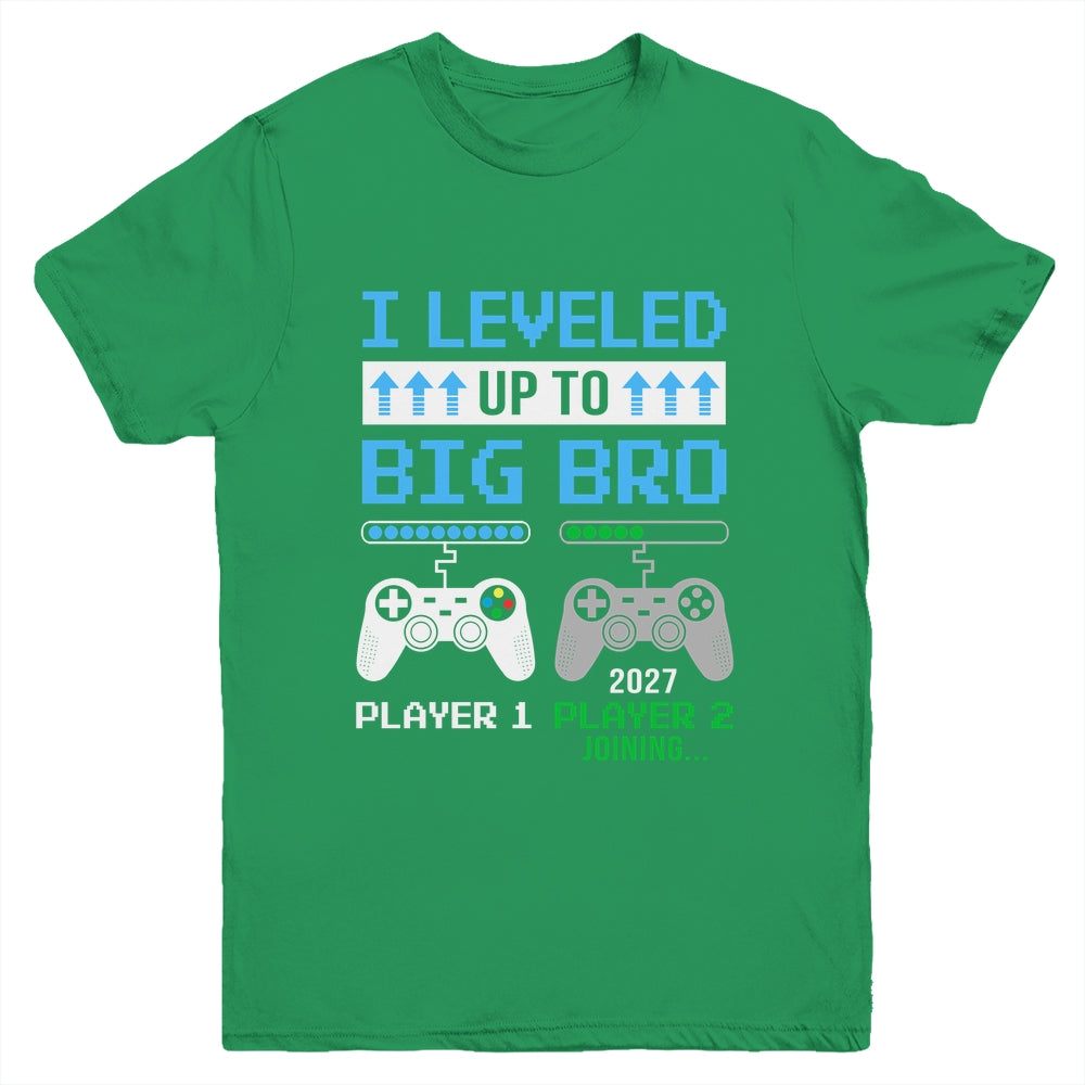 Leveled Up To Big Brother 2027 Funny Video Game Soon To Be Brother Youth Shirt | siriusteestore