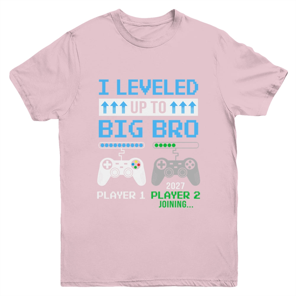 Leveled Up To Big Brother 2027 Funny Video Game Soon To Be Brother Youth Shirt | siriusteestore