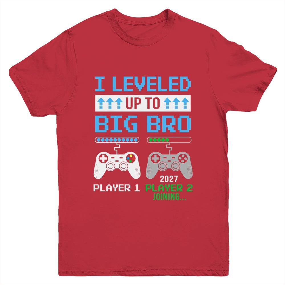 Leveled Up To Big Brother 2027 Funny Video Game Soon To Be Brother Youth Shirt | siriusteestore