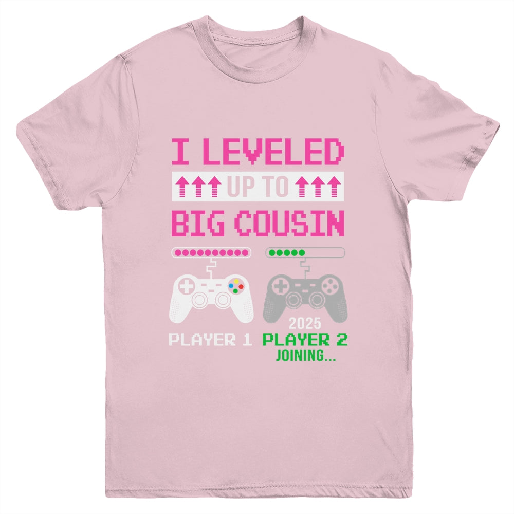 Leveled Up To Big Cousin 2025 Funny Video Game Soon To Be Cousin Youth Shirt | siriusteestore