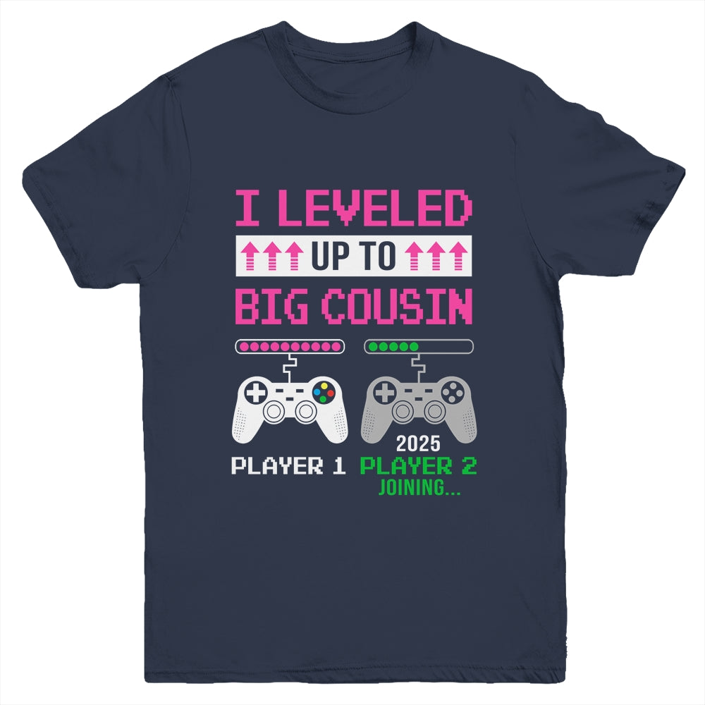 Leveled Up To Big Cousin 2025 Funny Video Game Soon To Be Cousin Youth Shirt | siriusteestore