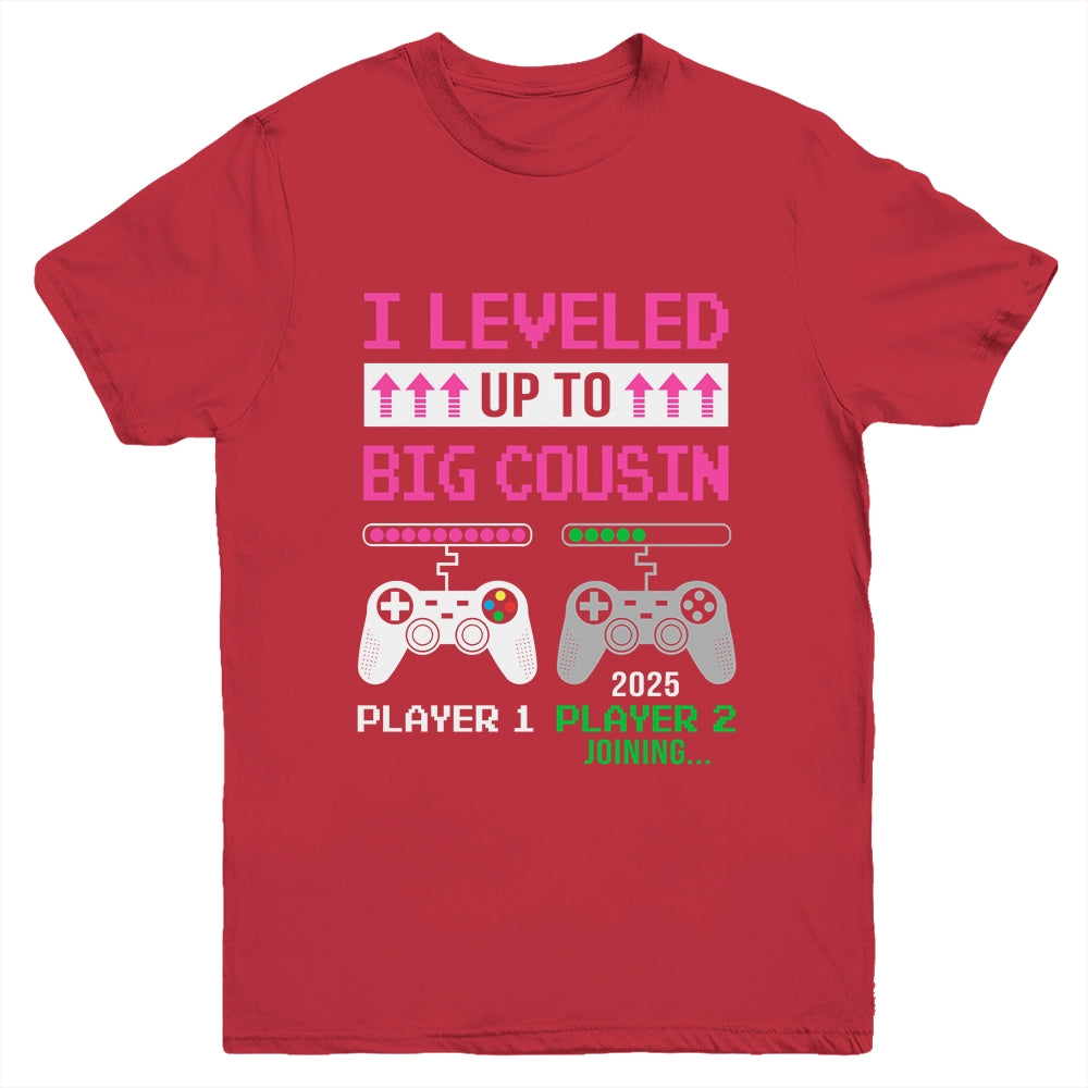 Leveled Up To Big Cousin 2025 Funny Video Game Soon To Be Cousin Youth Shirt | siriusteestore