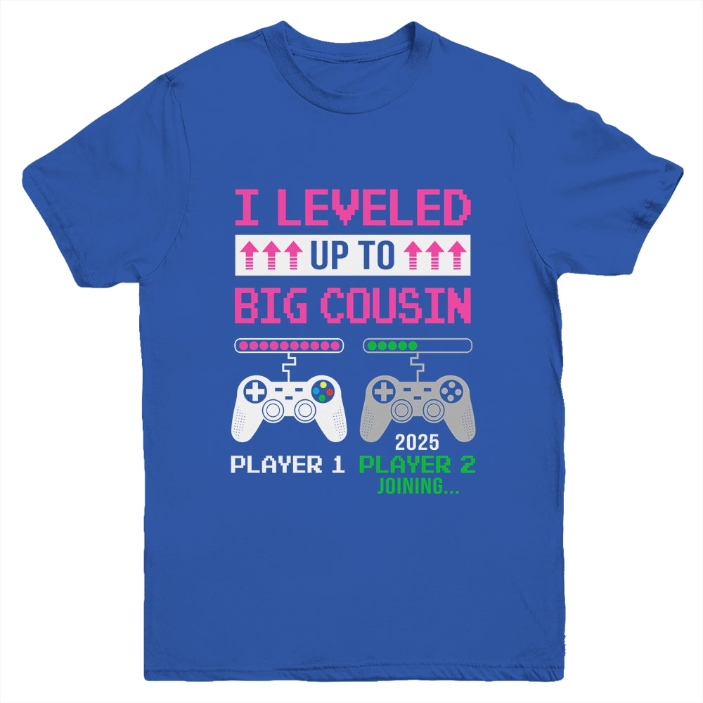 Leveled Up To Big Cousin 2025 Funny Video Game Soon To Be Cousin Youth Shirt | siriusteestore