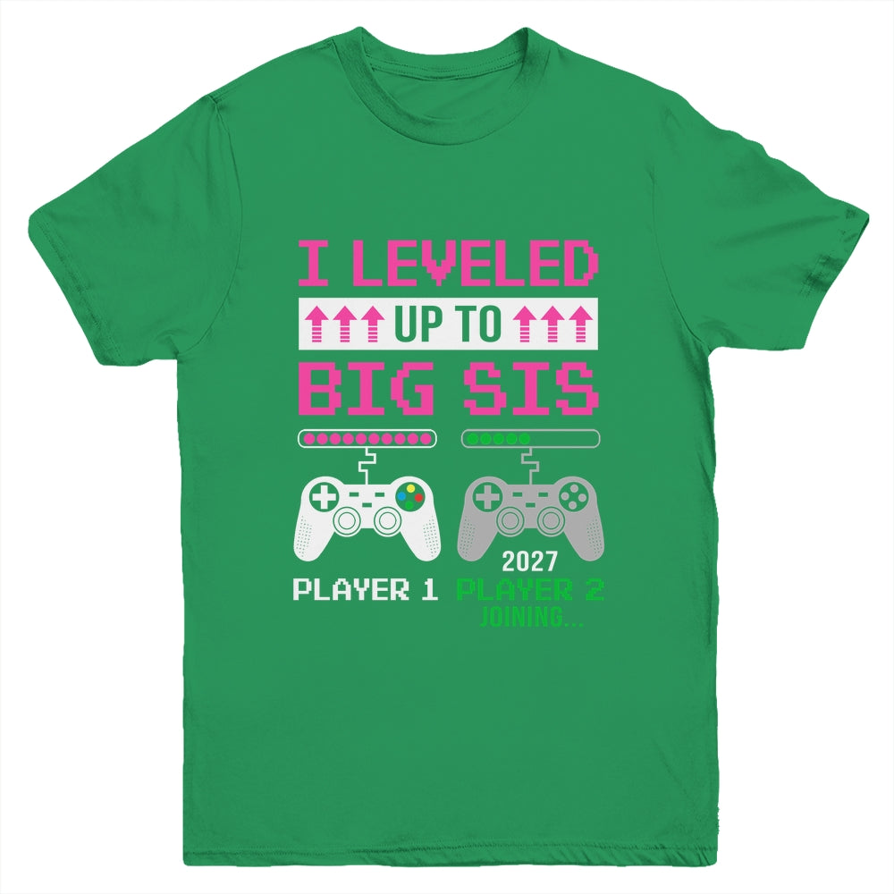 Leveled Up To Big Sister 2027 Funny Video Game Soon To Be Sister Youth Shirt | siriusteestore