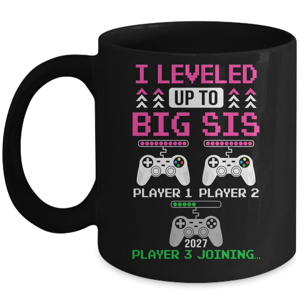 Leveled Up To Big Sister Again Big Sister Est 2027 Kids Mug | siriusteestore