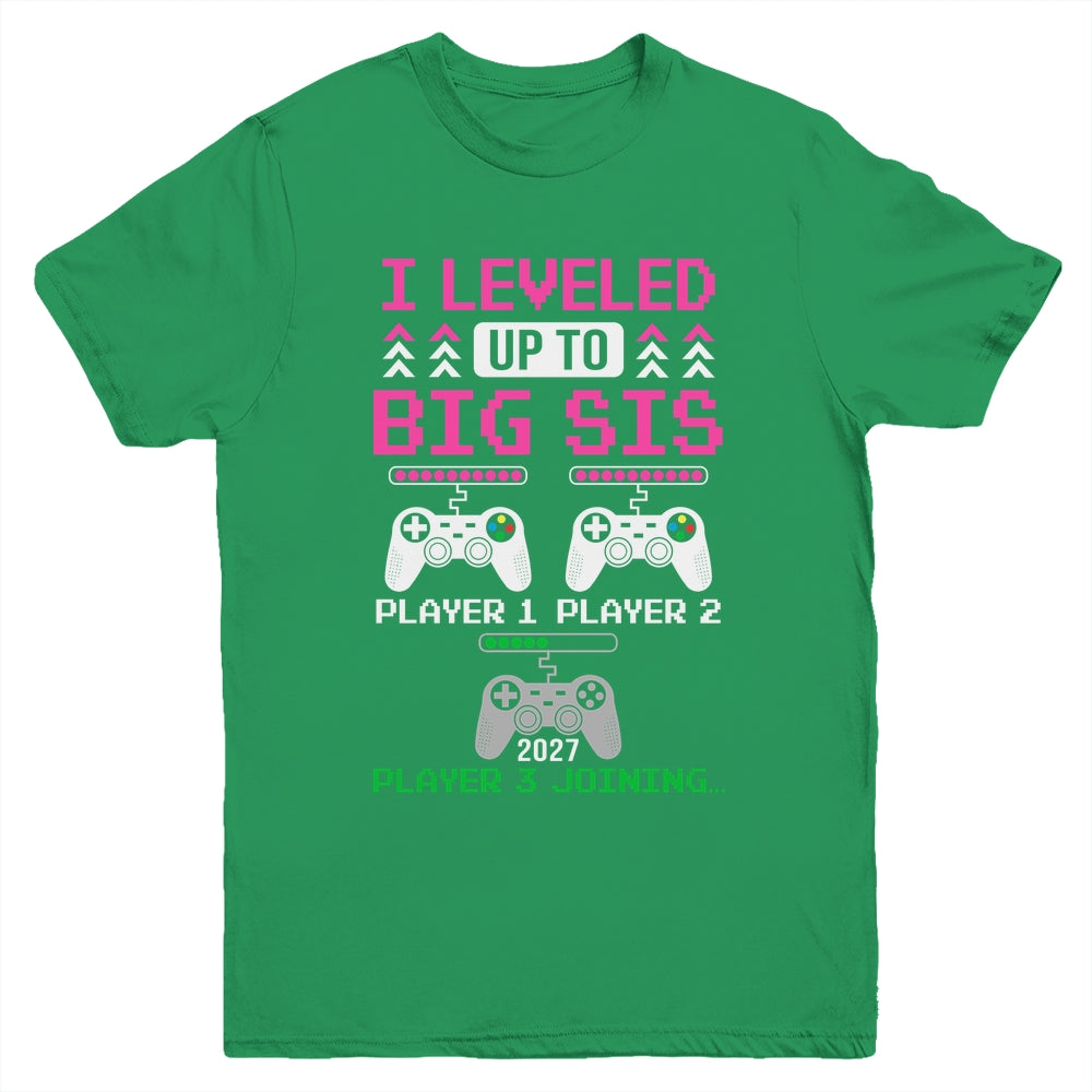 Leveled Up To Big Sister Again Big Sister Est 2027 Kids Youth Shirt | siriusteestore