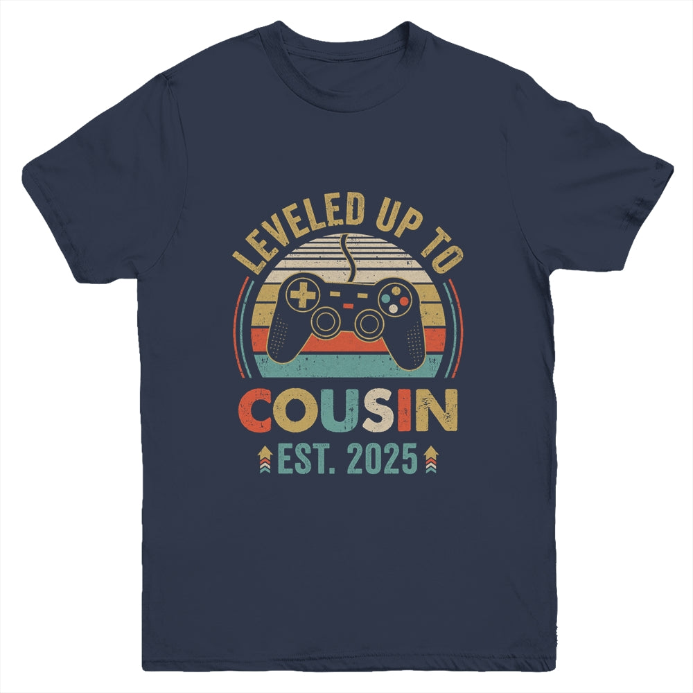 Leveled Up To Cousin 2025 Video Game Promoted To Cousin Youth Shirt | siriusteestore