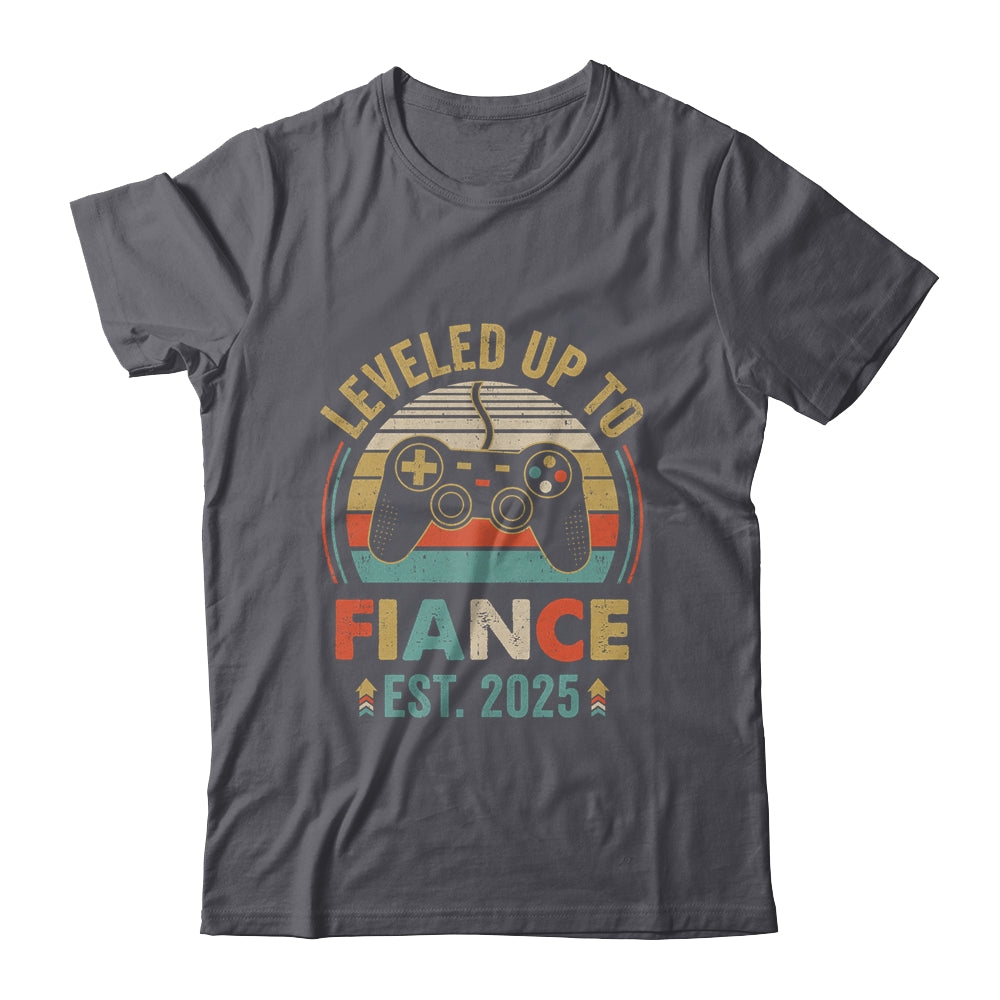 Leveled Up To Fiance 2025 Newly Engaged Matching Gamer Shirt & Hoodie | siriusteestore