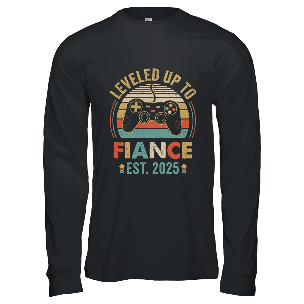 Leveled Up To Fiance 2025 Newly Engaged Matching Gamer Shirt & Hoodie | siriusteestore