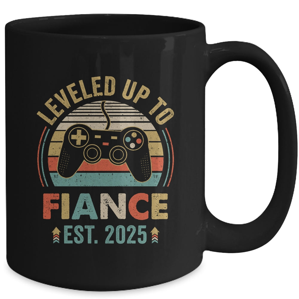 Leveled Up To Fiance 2025 Newly Engaged Matching Gamer Mug | siriusteestore