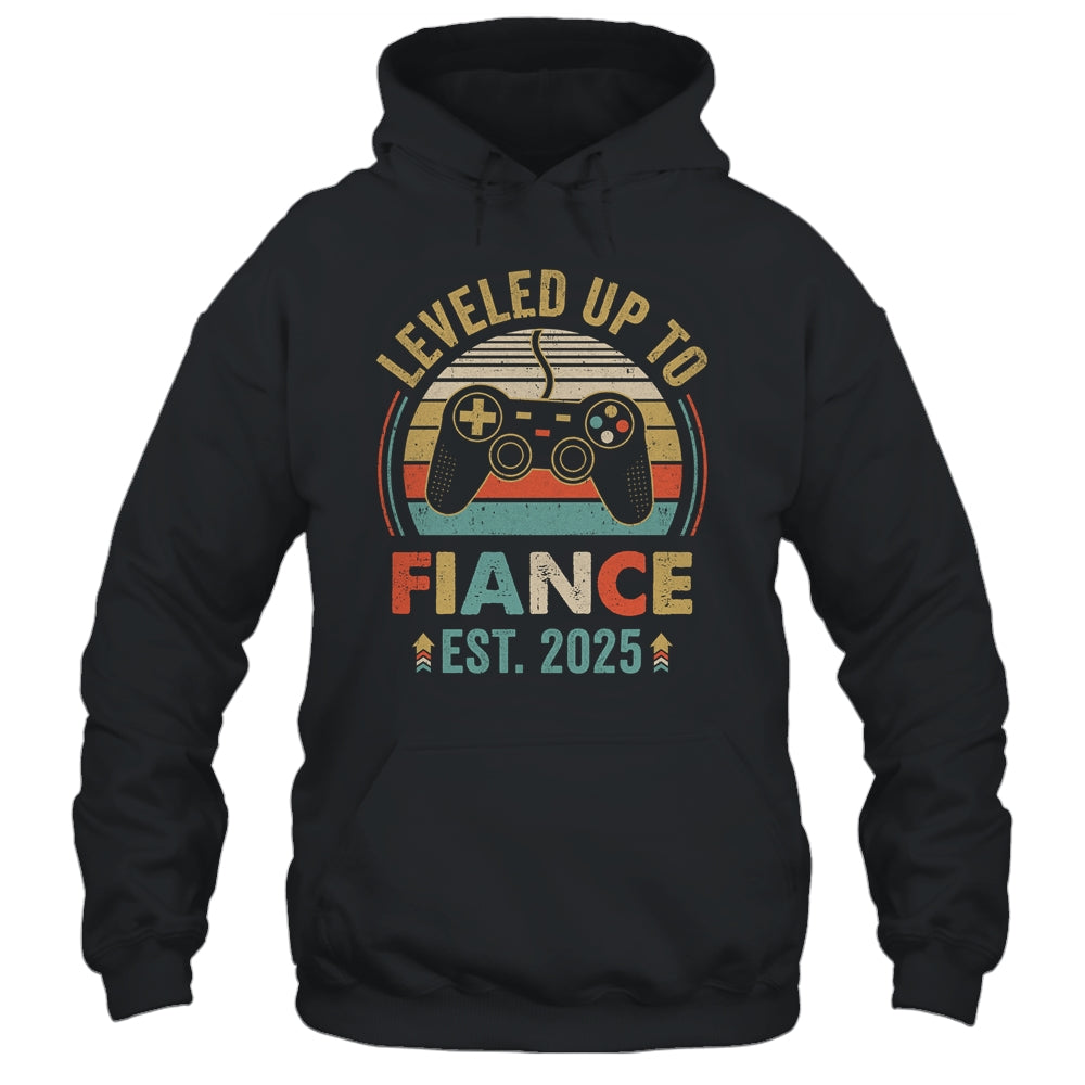 Leveled Up To Fiance 2025 Newly Engaged Matching Gamer Shirt & Hoodie | siriusteestore