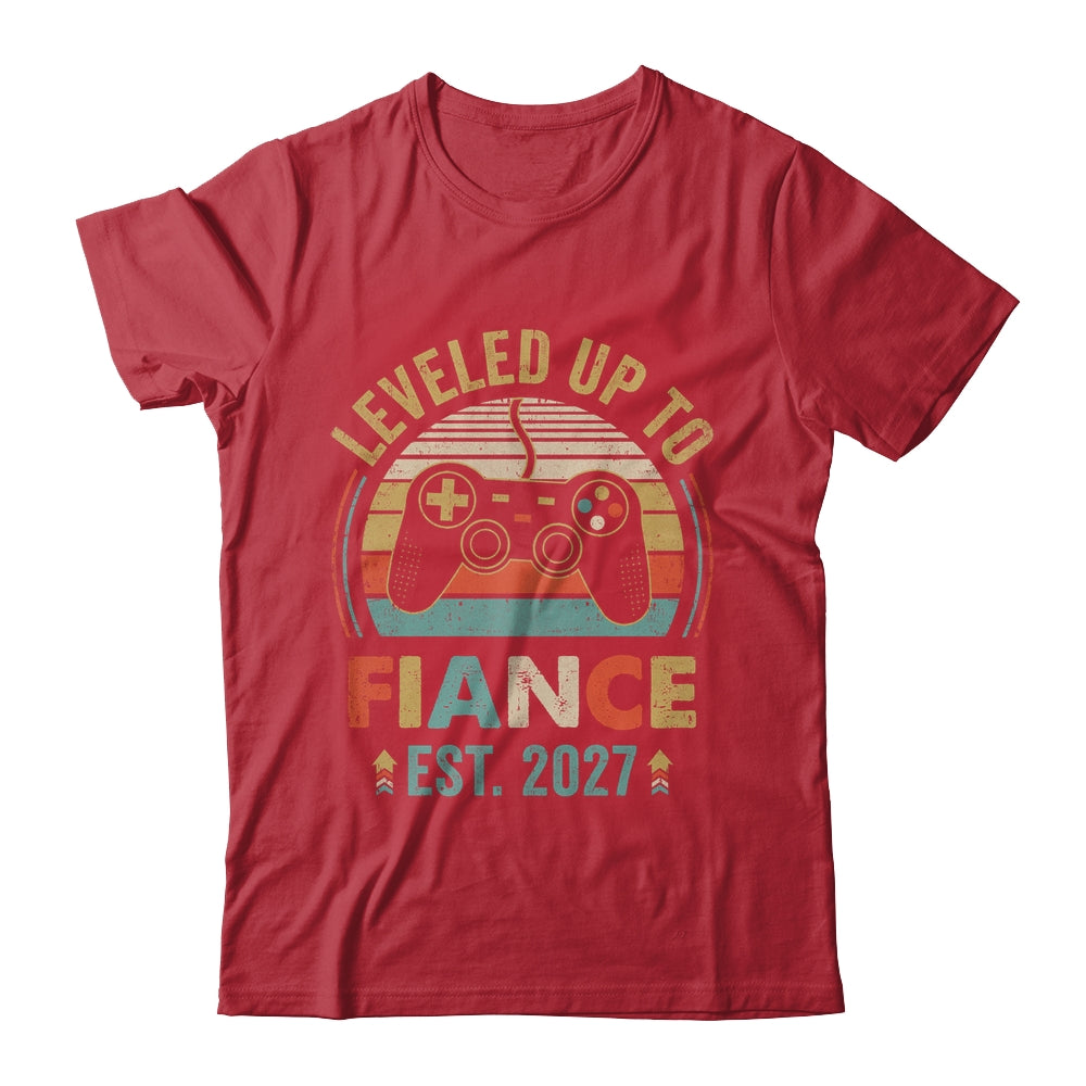 Leveled Up To Fiance 2027 Newly Engaged Matching Gamer Shirt & Hoodie | siriusteestore
