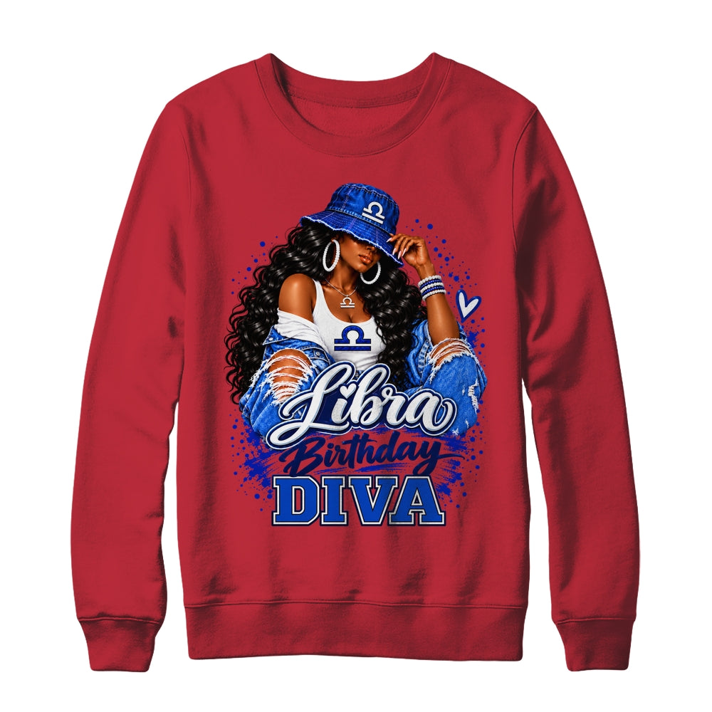 Libra Birthday Diva Black Queen September Woman October Girl Shirt & Sweatshirt | siriusteestore