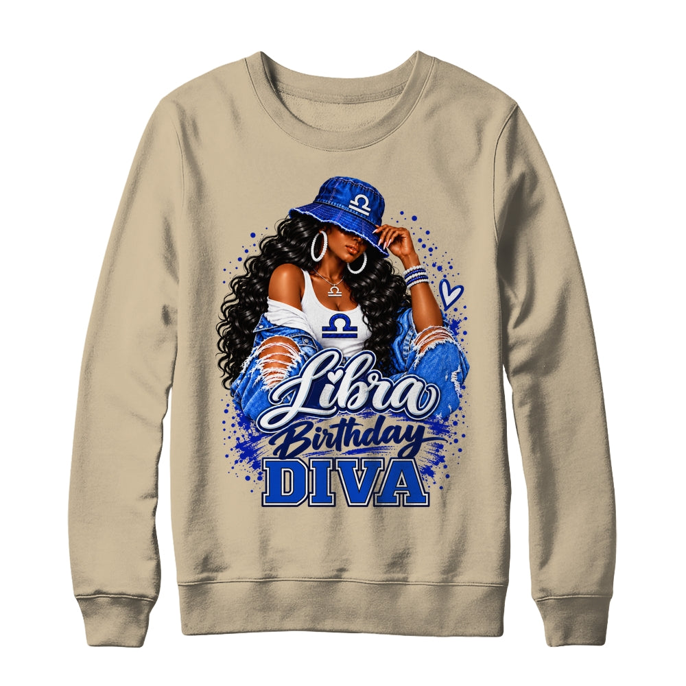 Libra Birthday Diva Black Queen September Woman October Girl Shirt & Sweatshirt | siriusteestore