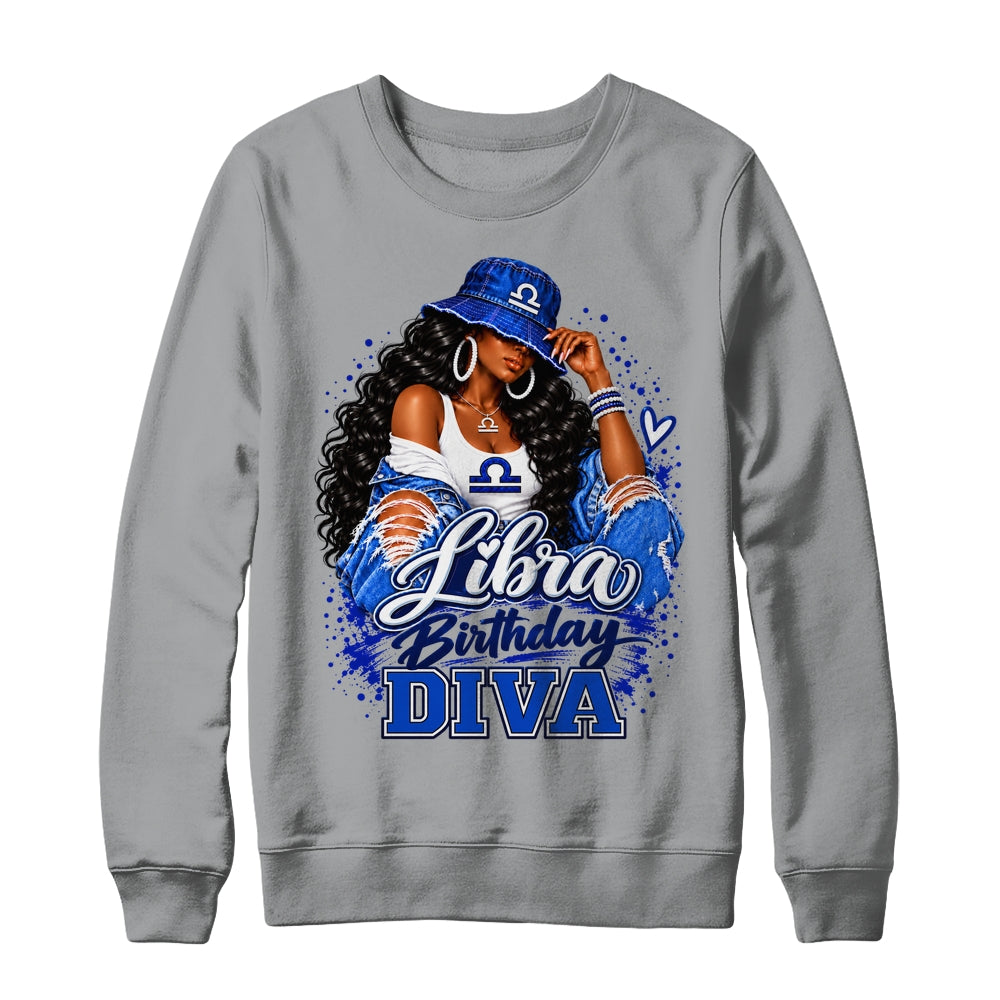 Libra Birthday Diva Black Queen September Woman October Girl Shirt & Sweatshirt | siriusteestore