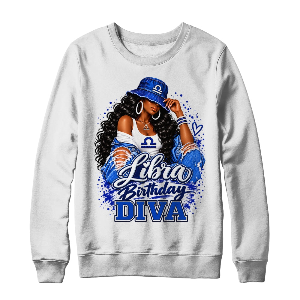 Libra Birthday Diva Black Queen September Woman October Girl Shirt & Sweatshirt | siriusteestore