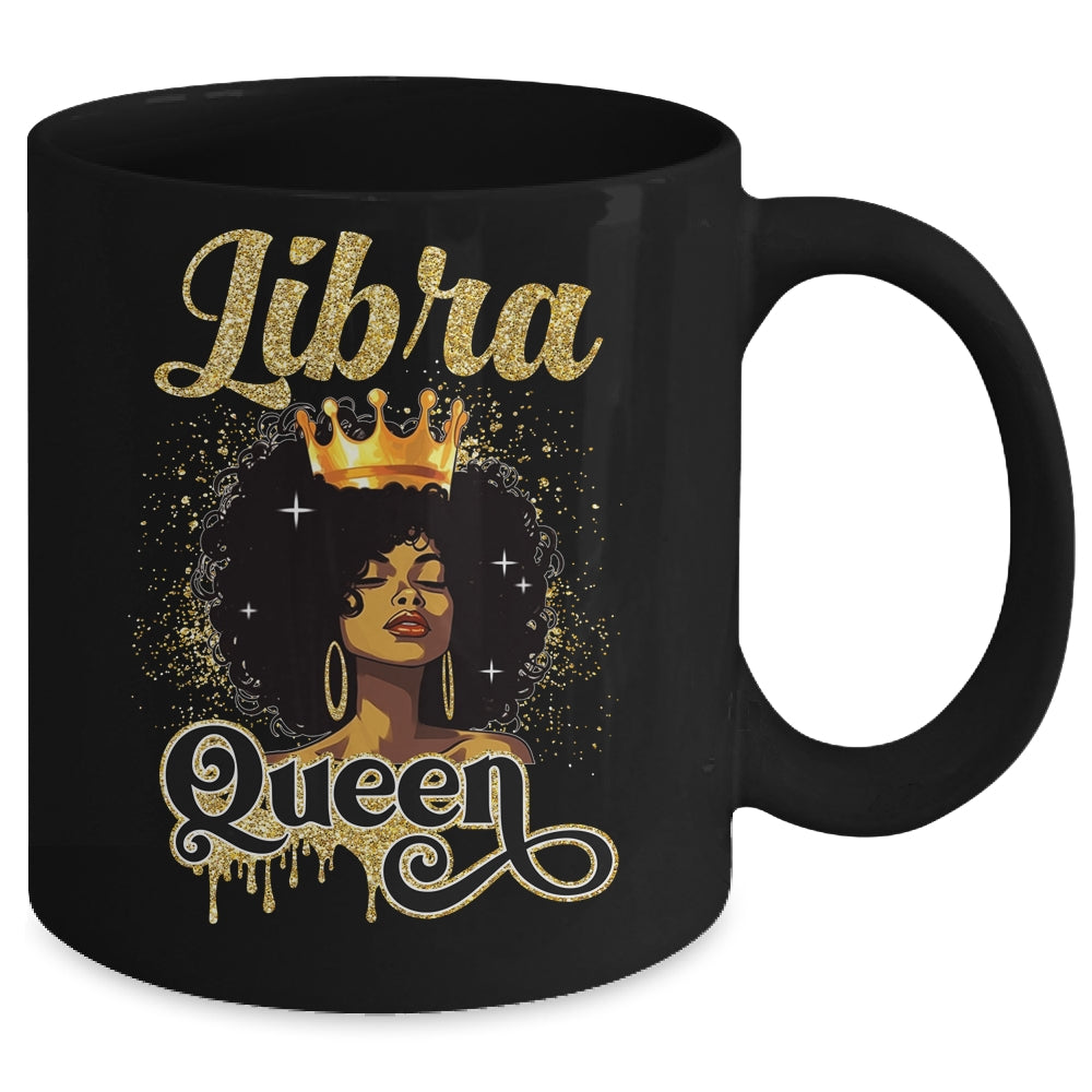 Libra Queen Birthday Afro Girls Black Zodiac Birthday Mug | siriusteestore
