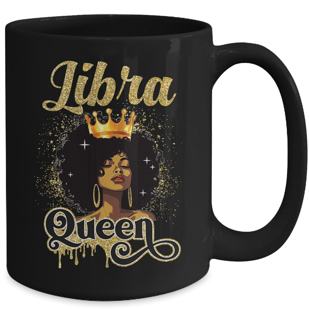Libra Queen Birthday Afro Girls Black Zodiac Birthday Mug | siriusteestore
