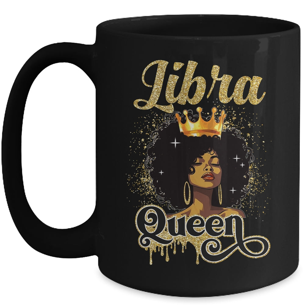 Libra Queen Birthday Afro Girls Black Zodiac Birthday Mug | siriusteestore