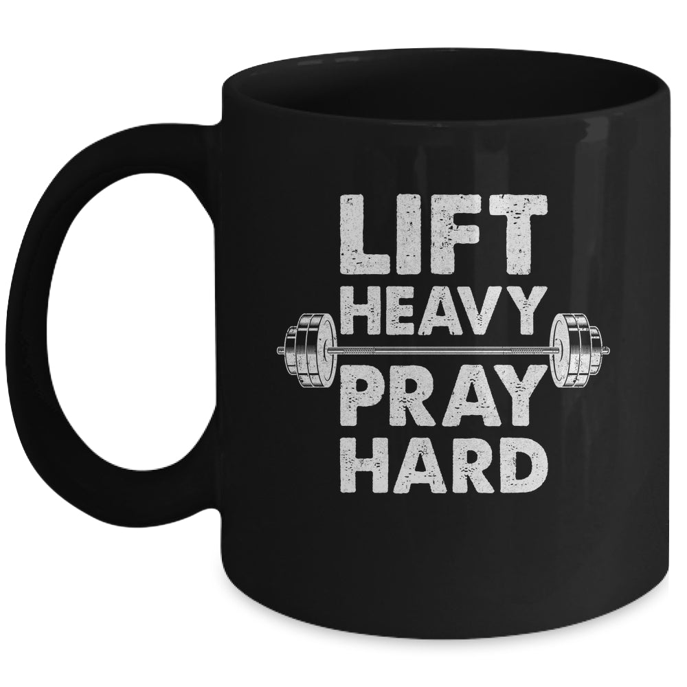 Lift Heavy Pray Hard Gym Workout Christian Faith Men Women Mug | siriusteestore