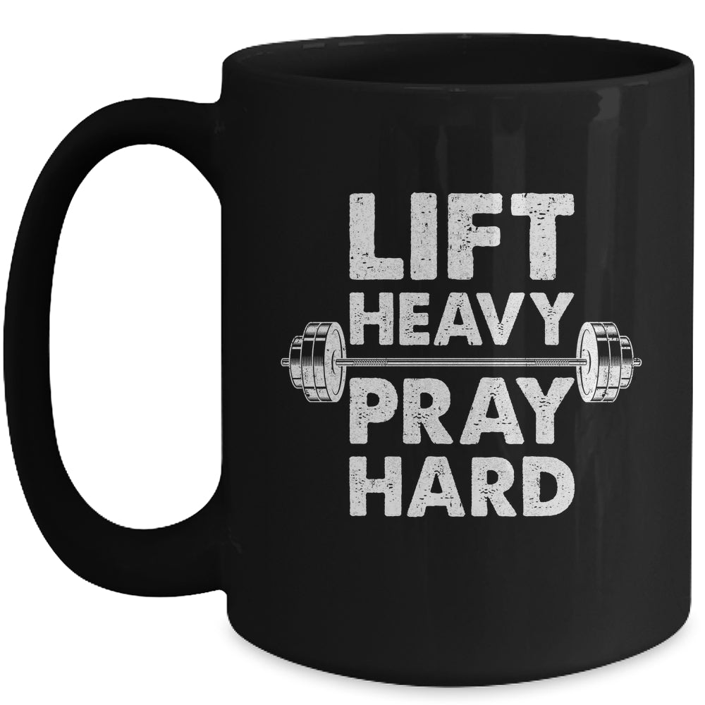 Lift Heavy Pray Hard Gym Workout Christian Faith Men Women Mug | siriusteestore