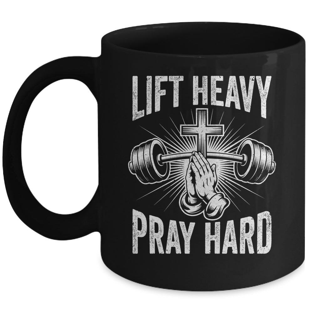 Lift Heavy Pray Hard Workout Christian Gym Men Women Mug | siriusteestore