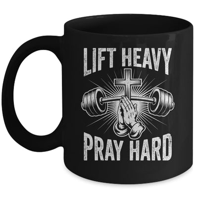 Lift Heavy Pray Hard Workout Christian Gym Men Women Mug | siriusteestore