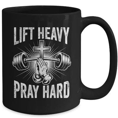 Lift Heavy Pray Hard Workout Christian Gym Men Women Mug | siriusteestore