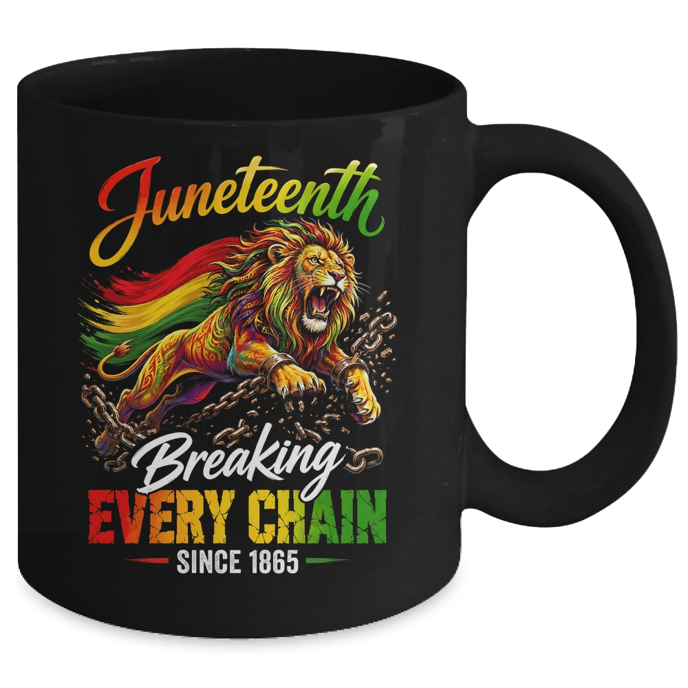 Lion Breaking Every Chain Since 1865 Juneteenth Freedom Men Mug | siriusteestore