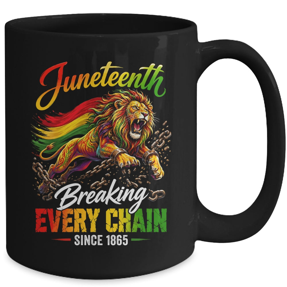 Lion Breaking Every Chain Since 1865 Juneteenth Freedom Men Mug | siriusteestore