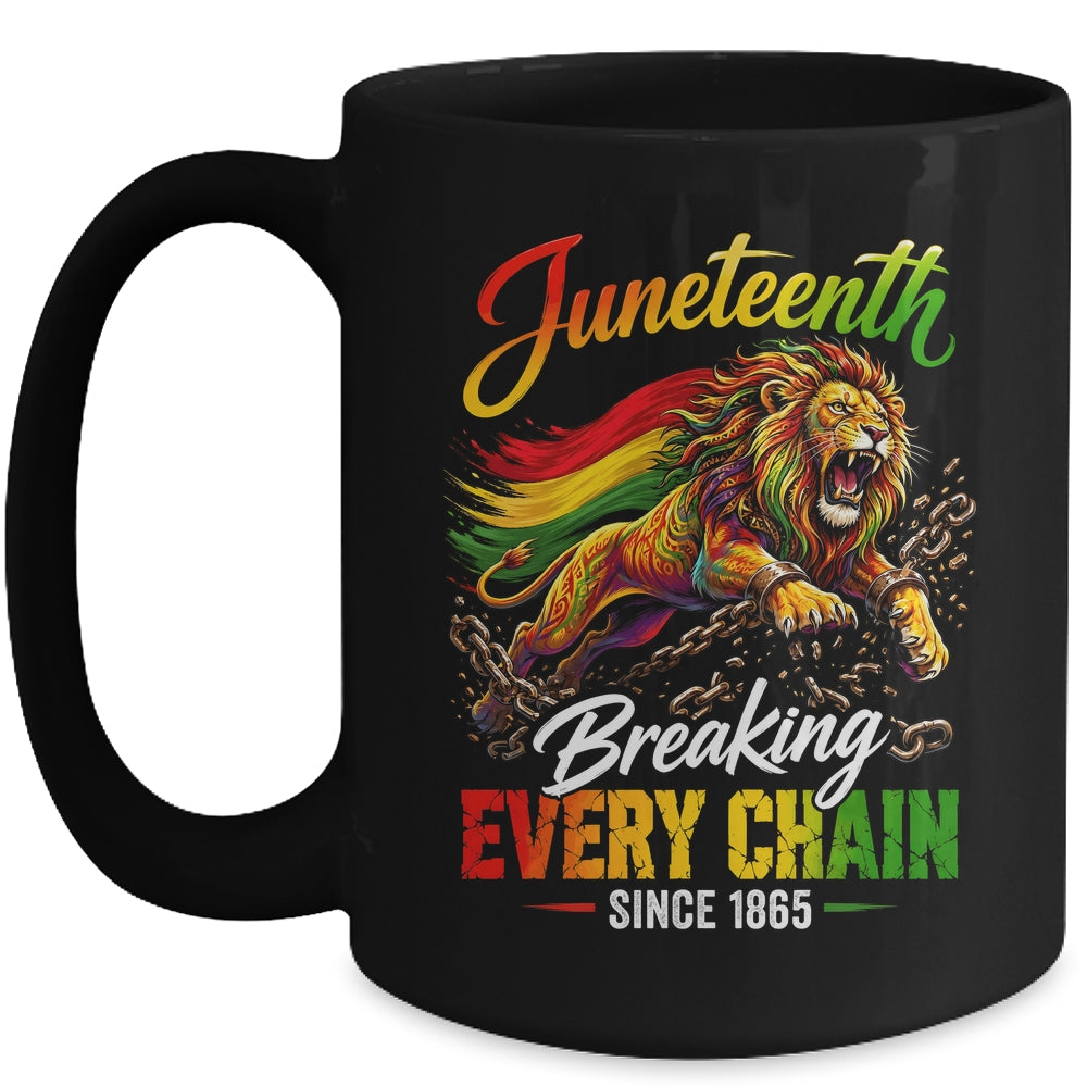 Lion Breaking Every Chain Since 1865 Juneteenth Freedom Men Mug | siriusteestore