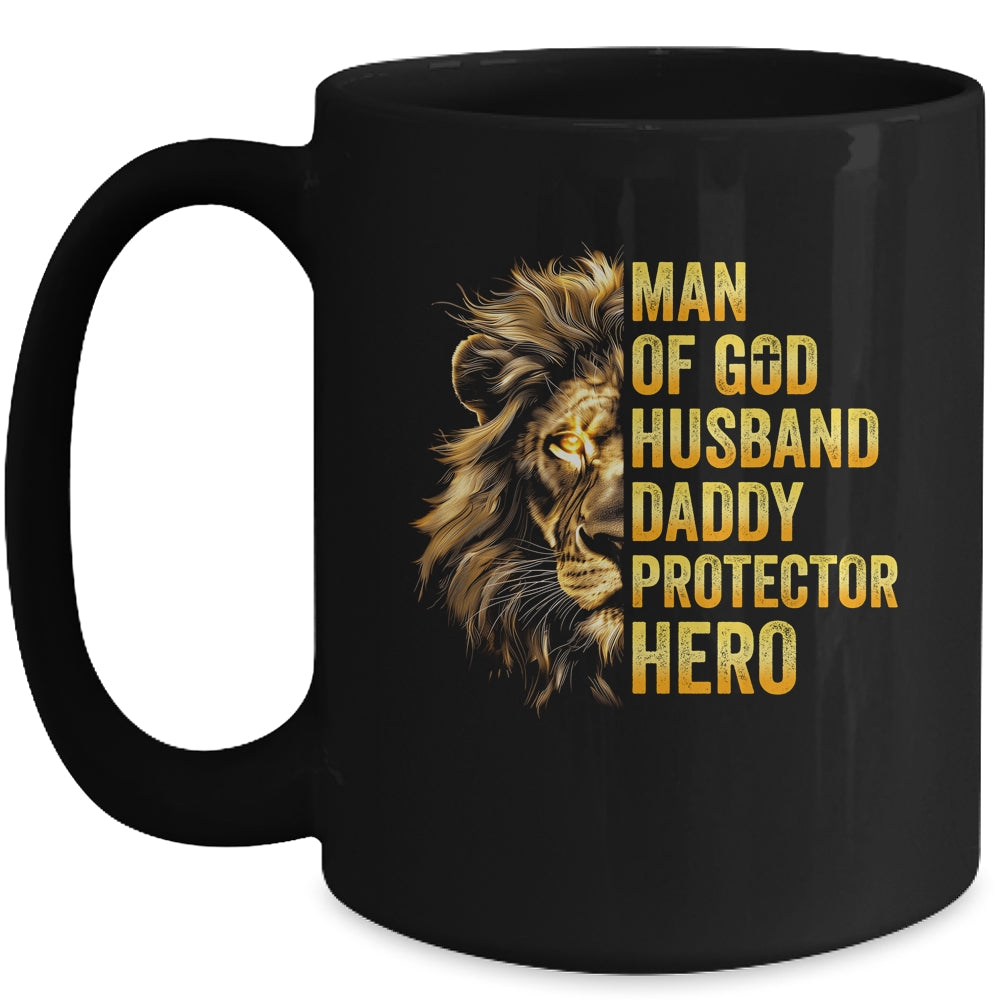 Lion Man Of God Husband Papa Dad Father Daddy Protector Hero Mug | siriusteestore