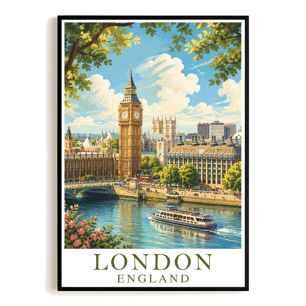 London Uk United Kingdom England Travel Poster Souvenir City British Vintage Sunset Wall Art Decor For Home Living Room Office Bedroom Souvenir Print Unframed | siriusteestore