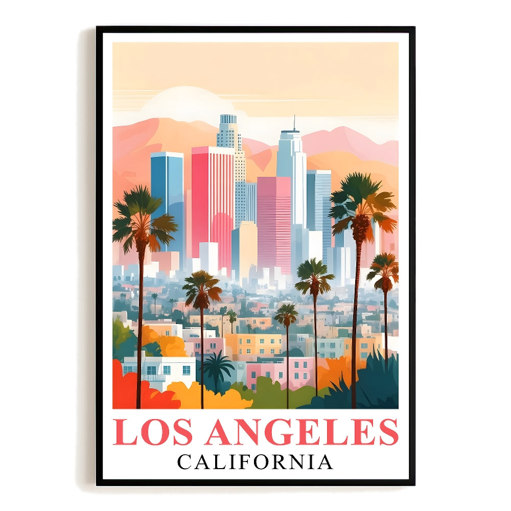 Los Angeles Travel Print Poster California Downtown City Souvenir Wall Art Landscape Picture Suitable For Home Room Living Room Office Bedroom Decor Unframed | siriusteestore