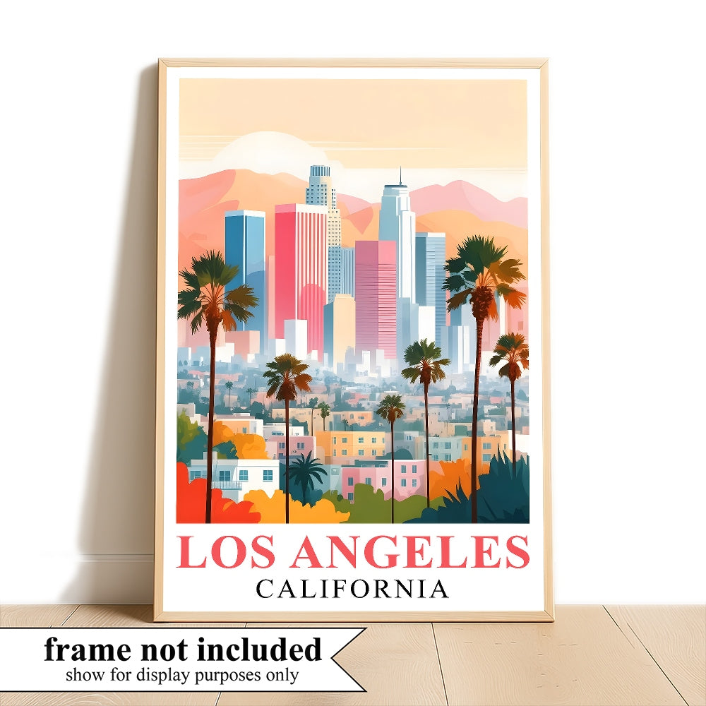 Los Angeles Travel Print Poster California Downtown City Souvenir Wall Art Landscape Picture Suitable For Home Room Living Room Office Bedroom Decor Unframed | siriusteestore